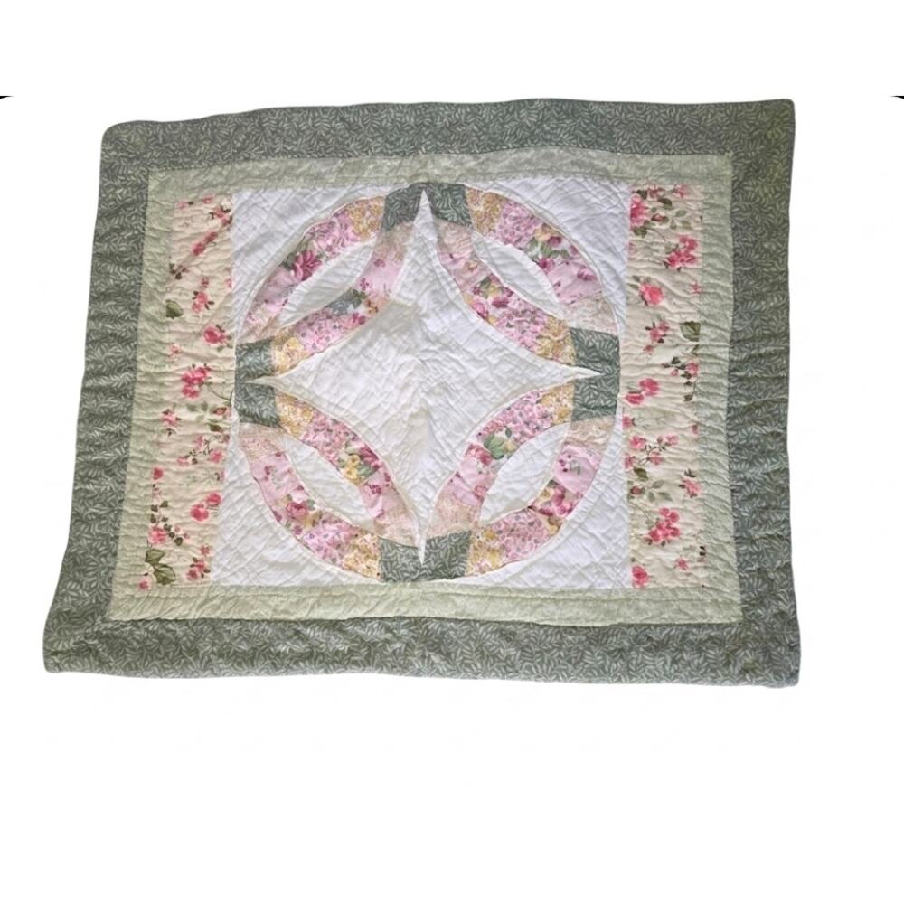 Vintage Double Wedding Band Patchwork Quilted Pillow Shams - Picture 2 of 5